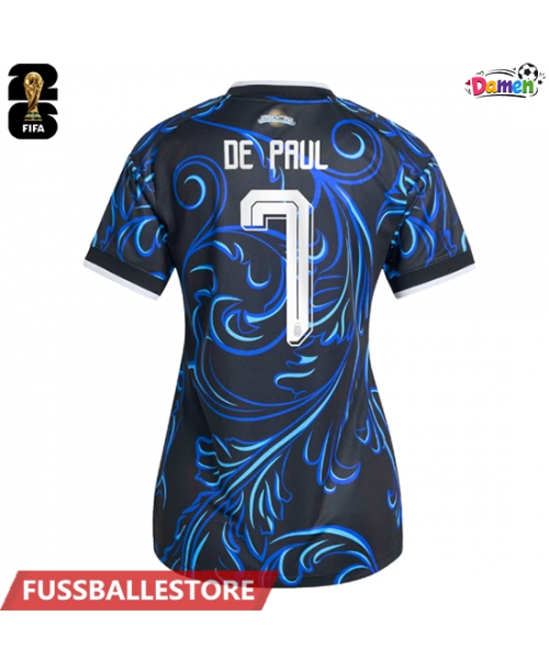 Günstige Argentinien Rodrigo De Paul #7 Auswärtstrikot Damen WM 2026 Kurzarm